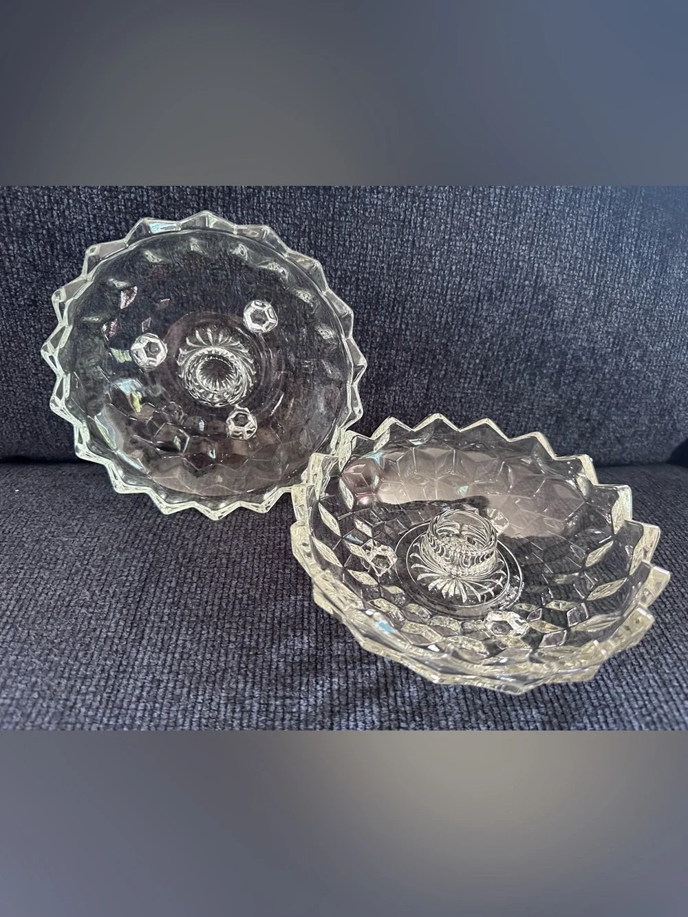 Vintage Fostoria Crystal Taper Candle Dishes - Pair in Excellent Condition